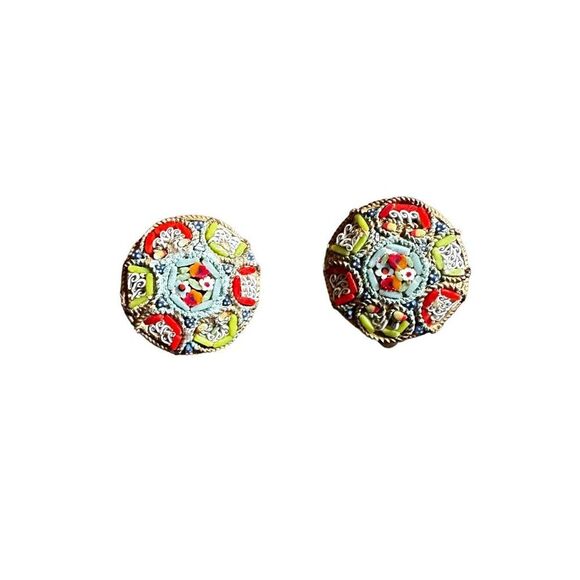 Vintage Italian Millefiore Clip Earrings - Picture 9 of 9